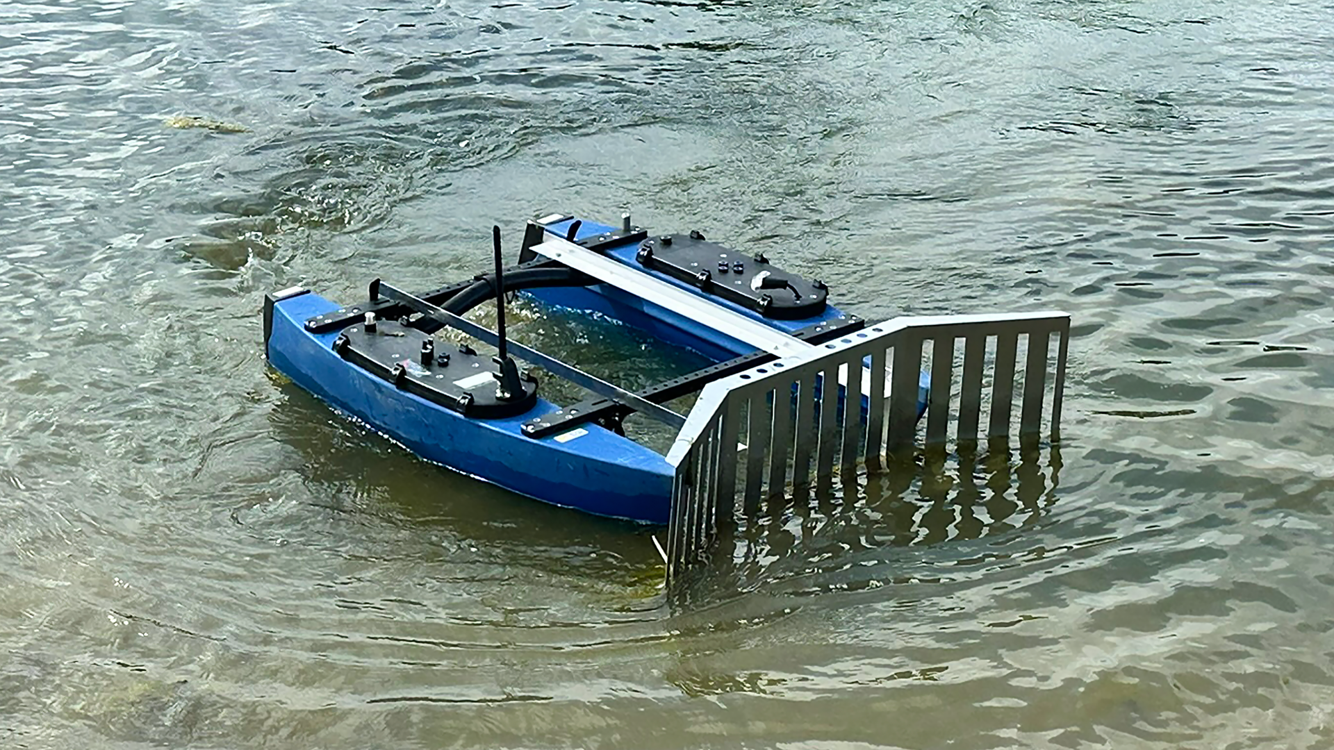 Blue Boat in field